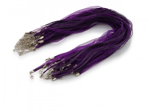 Halskette Organzaband Schleifenband Schmuckband Kette * Violett *
