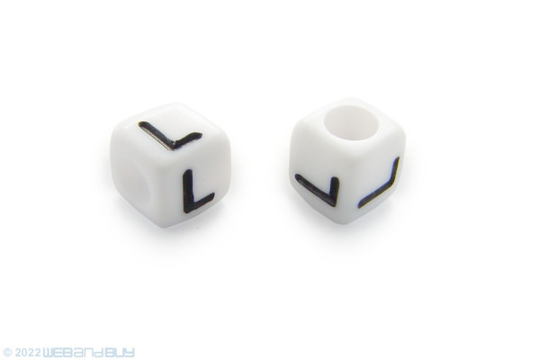 2 x Buchstabenperle "L" Kunststoffwürfel ca. 6mm mit Loch ca. 3,2mm