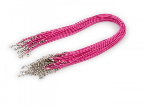 Halsband aus Wax Cord Pink mit Karabinerverschluss