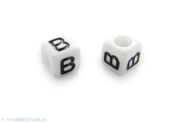 2 x Buchstabenperle "B" Kunststoffwürfel ca. 6mm mit Loch ca. 3,2mm-