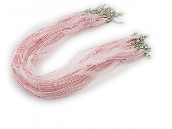 Halskette Organzaband Schleifenband Schmuckband Kette * Rosa *