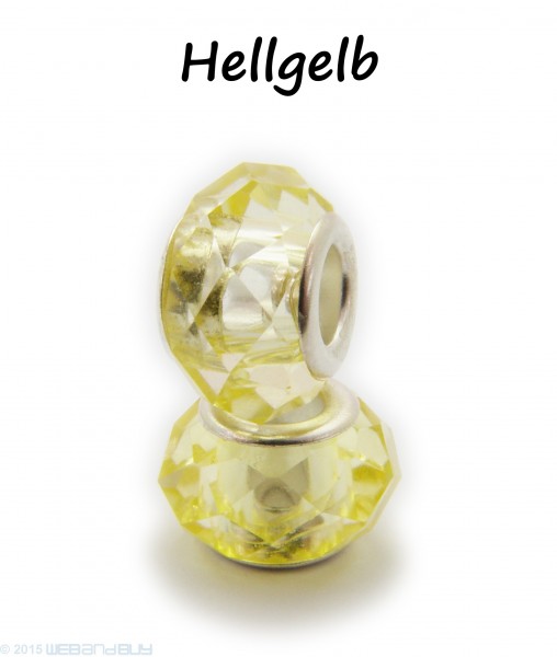 Facettierte Perle / Bead aus Glas 14 x 8 mm Farbe - Hellgelb