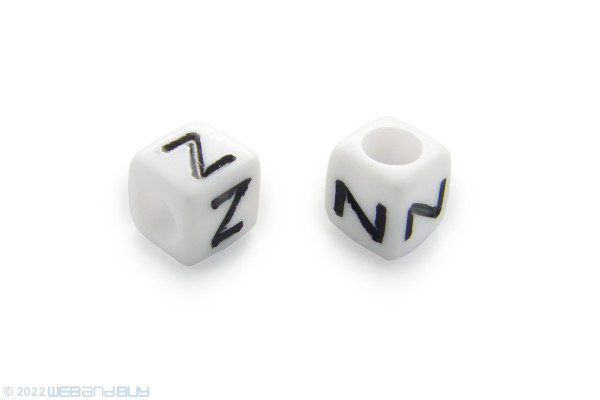 Buchstabenperle "Z" Kunststoffwürfel ca. 6mm mit Loch ca, 3,2mm