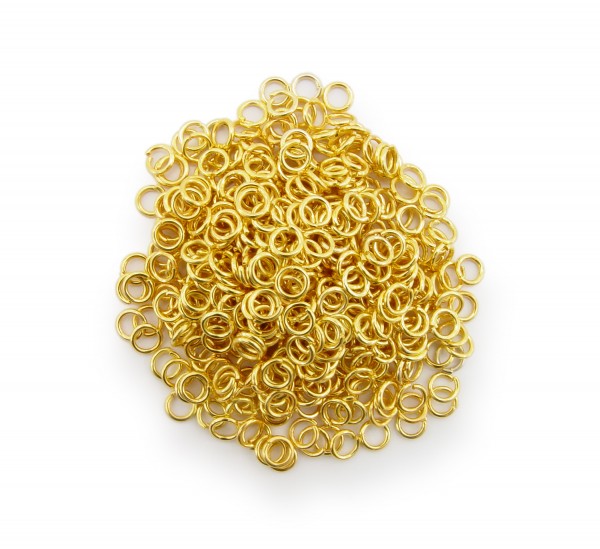 Binderinge / jump Rings 4mm Durchmesser Farbe Gold 15g ca.420 Stk