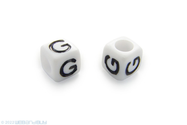 2 x Buchstabenperle "G" Kunststoffwürfel ca. 6mm mit Loch ca. 3,2mm