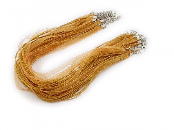 Halskette Organzaband Schleifenband Schmuckband Kette * Farbe: Messing *