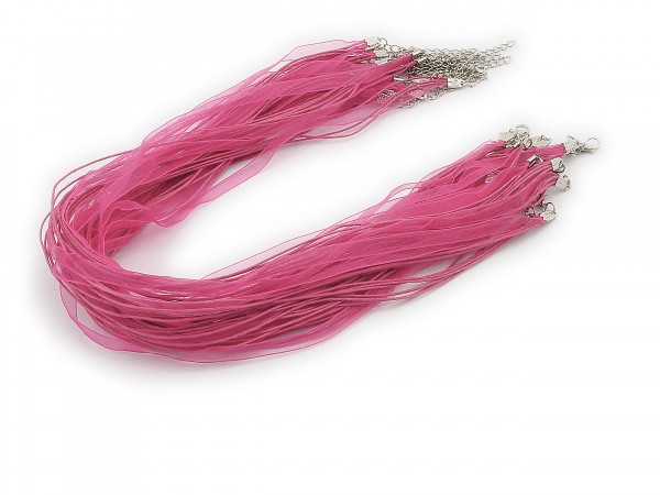 2 Halsbänder Organzaband Schleifenband Schmuckband Kette * Pink *