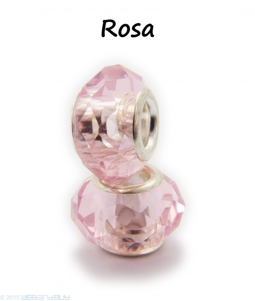 Facettierte Perle / Bead aus Glas 14 x 8 mm Farbe - Rosa