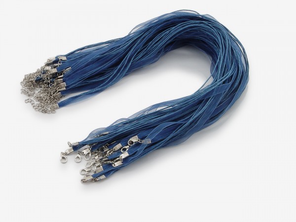 Halskette Organzaband Schleifenband Schmuckband Kette * Helles Jeansblau *