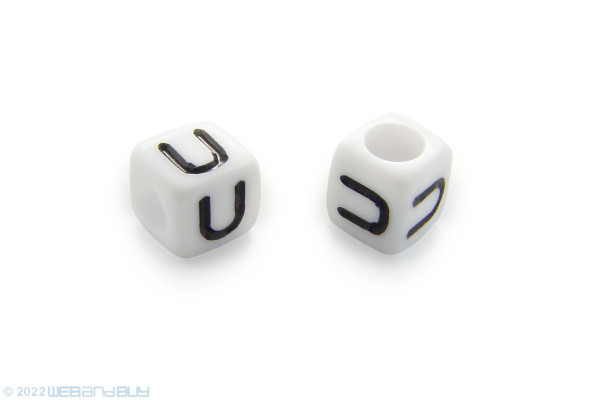 2 x Buchstabenperle "U" Kunststoffwürfel ca. 6mm mit Loch ca. 3,2mm