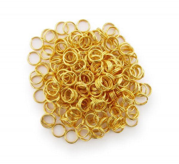 Schlüsselringe / split Rings 6mm Durchmesser Farbe Gold 15g ca.150 Stk