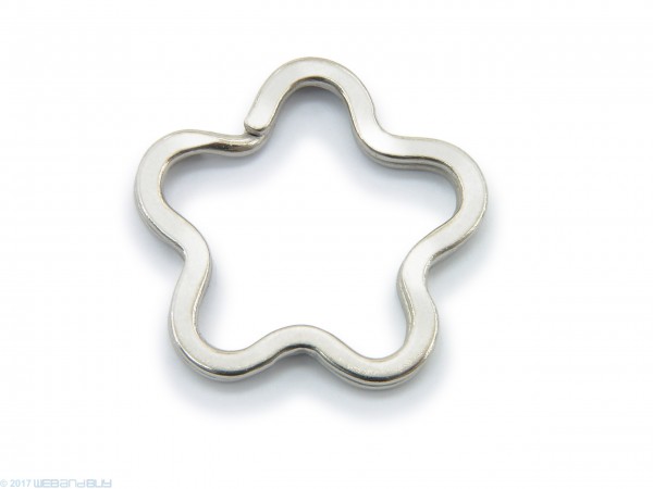 Schlüsselring / split Ring in Blütenform 34mm Breite Farbe Platin