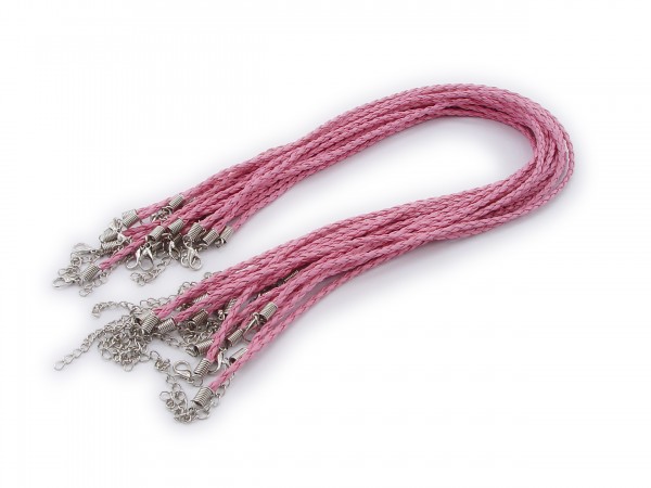2 Halsbänder aus geflochtenem Kunstleder Pink