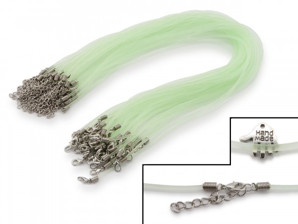 2 Halsbänder aus transparentem Kunststoff Hellgrün