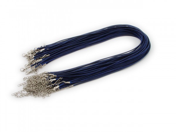 2 Halsbänder aus Wax Cord Tintenblau mit Karabinerverschluss