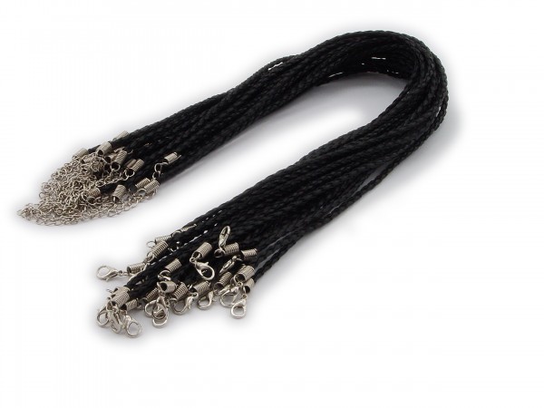 2 Halsbänder aus geflochtenem Kunstleder Schwarz