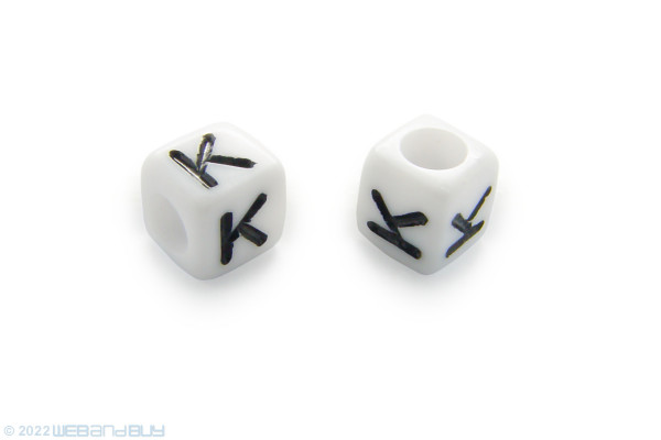 2 x Buchstabenperle "K" Kunststoffwürfel ca. 6mm mit Loch ca. 3,2mm
