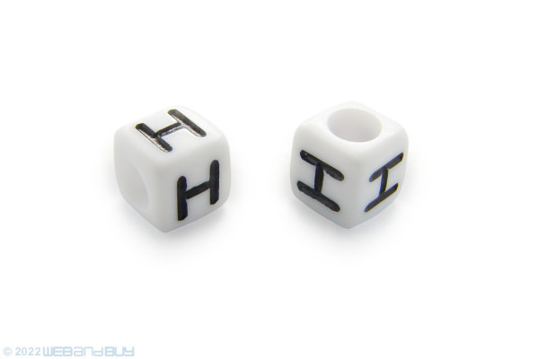 Buchstabenperle "H" Kunststoffwürfel ca. 6mm mit Loch ca, 3,2mm